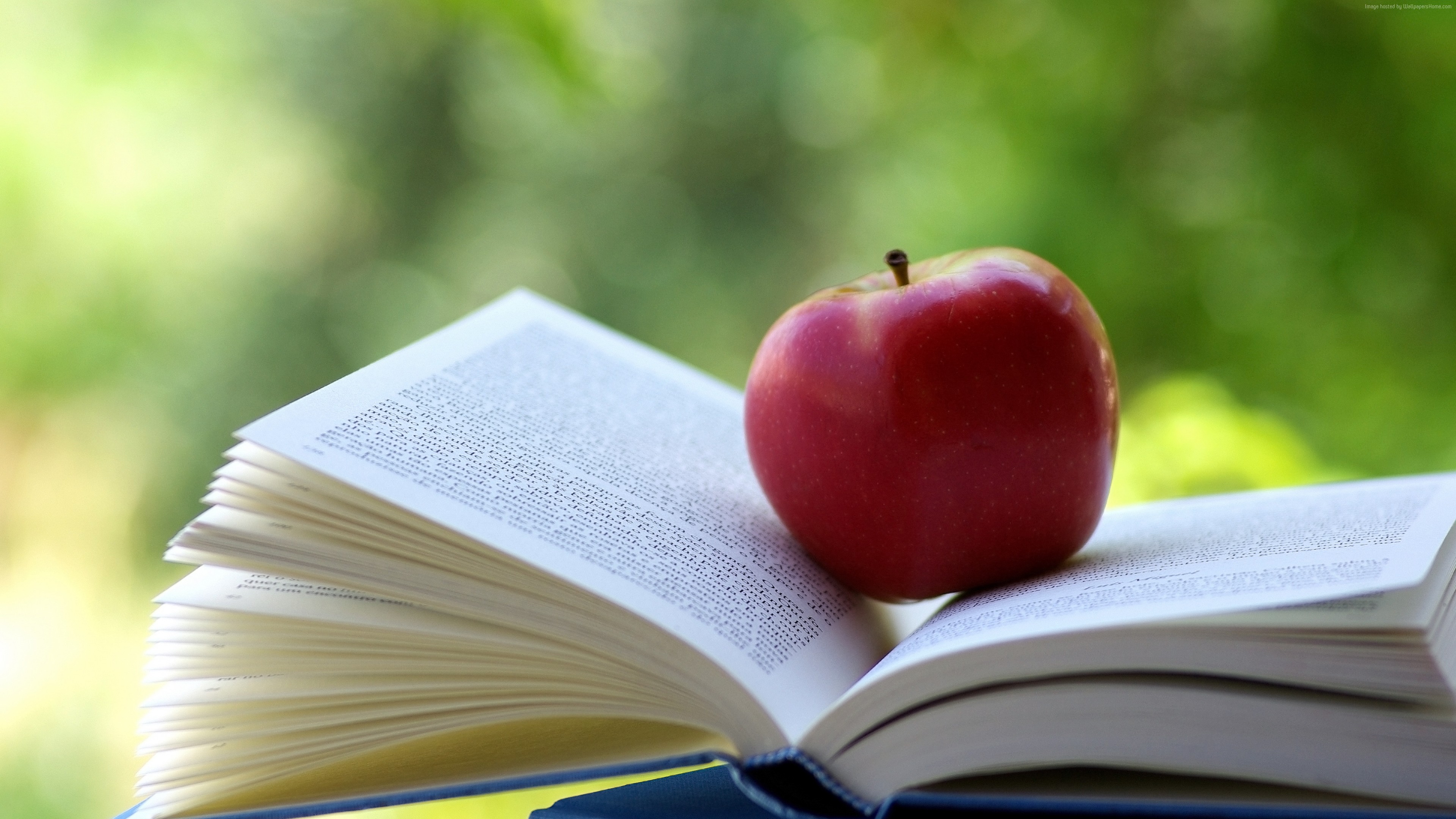Wallpaper apple, book, 4k, Food